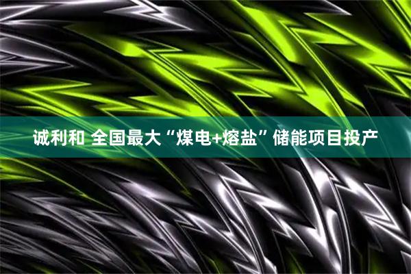 诚利和 全国最大“煤电+熔盐”储能项目投产